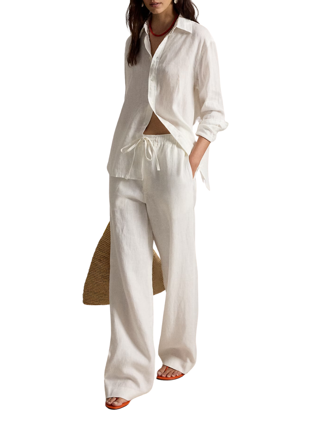 RALPH LAUREN LINEN WOVEN WIDE LEG PANT