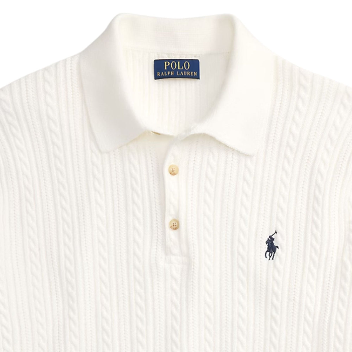 Polo Ralph Lauren Cable-Knit Cotton Polo Shirt - White