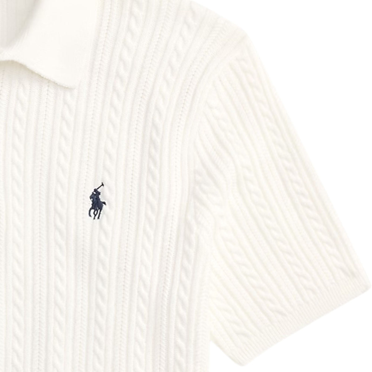 Polo Ralph Lauren Cable-Knit Cotton Polo Shirt - White