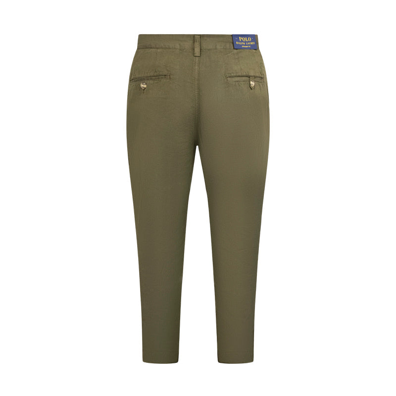Ralph Lauren Polo Straight Fit Linen Cotton Trousers Green Men's