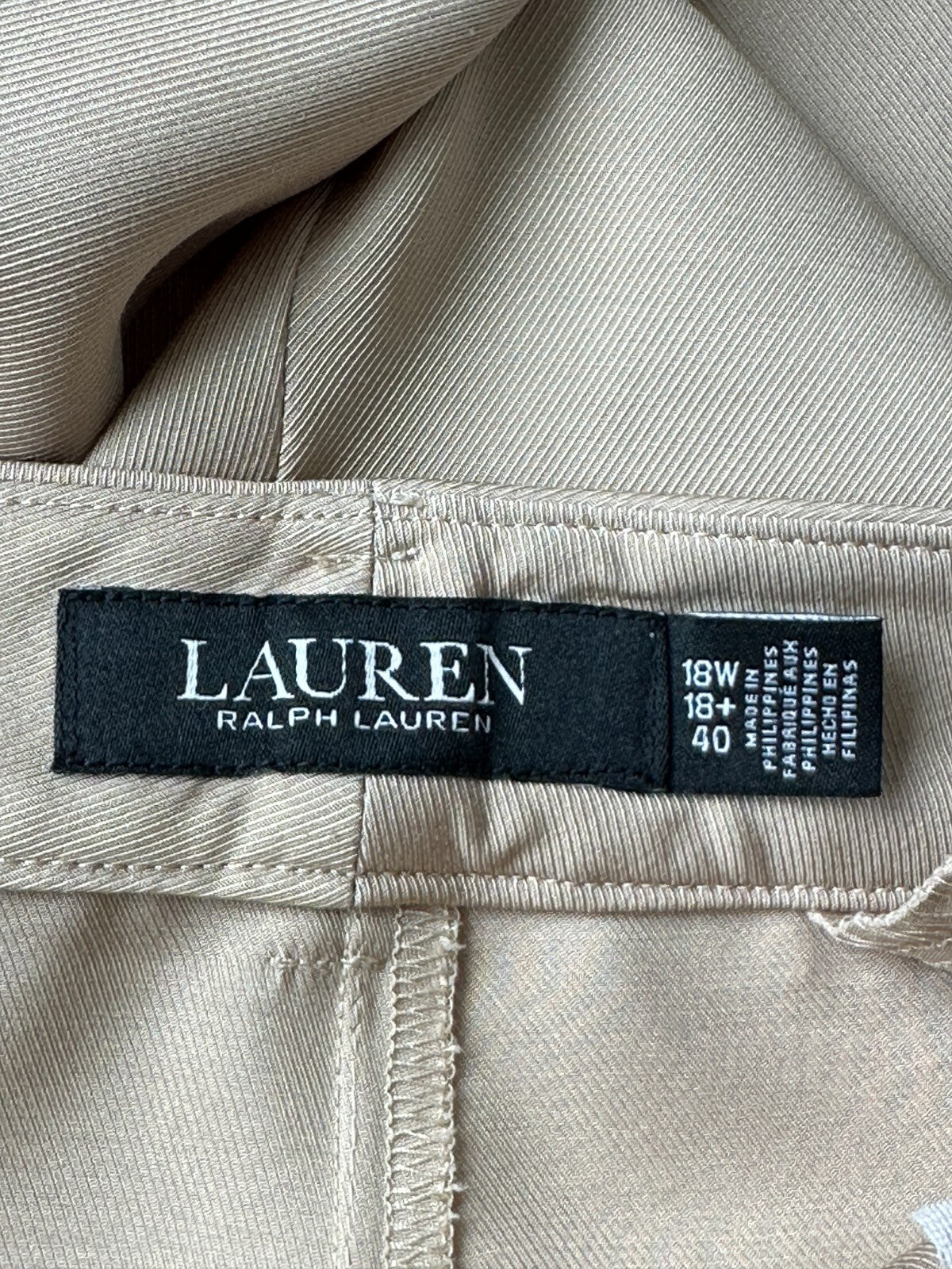 Lauren Ralph Lauren Women's Tan Solid High-Rise Wide-Leg Pants Plus Size 22W
