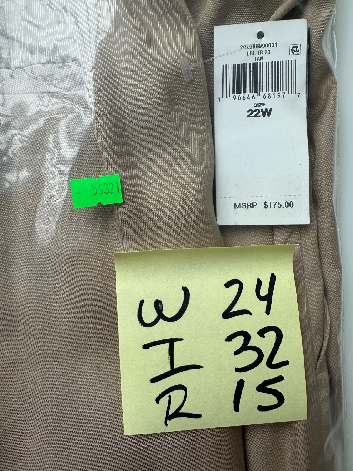 Lauren Ralph Lauren Women's Tan Solid High-Rise Wide-Leg Pants Plus Size 22W
