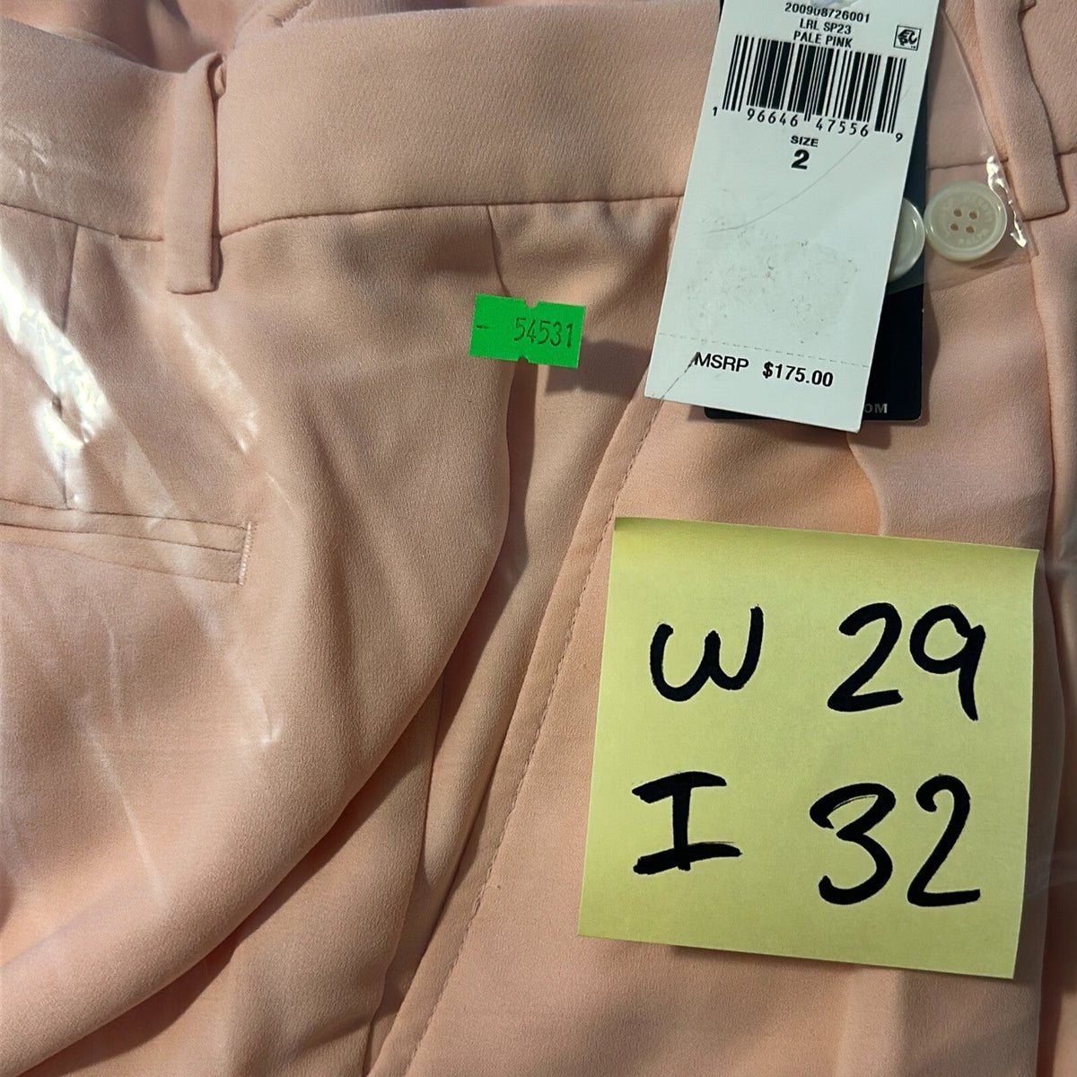 Lauren Ralph Lauren Women's Pale Pink Double Faced Straight Leg Chino Pants Sz 2