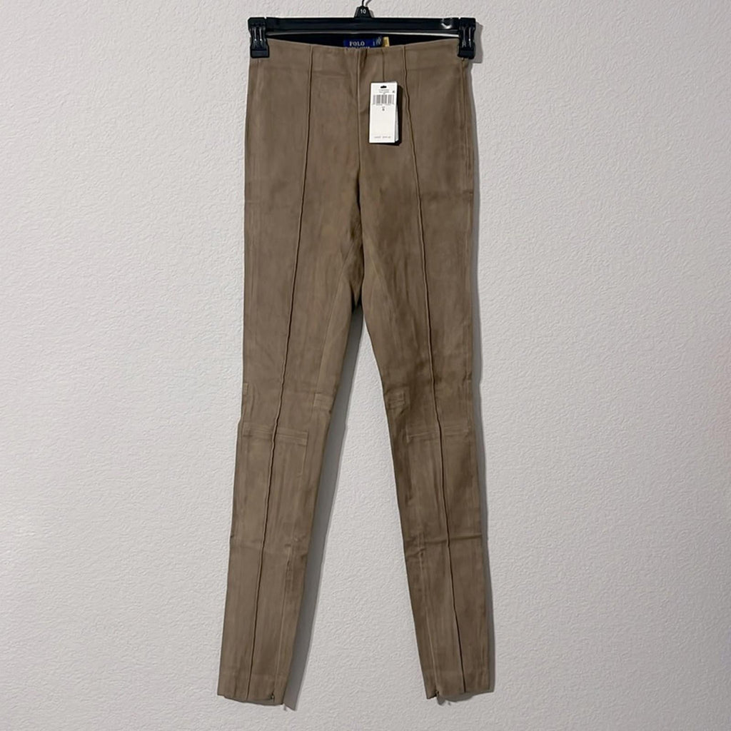 Polo Ralph Lauren Paneled Suede Leggings in Tan, Size S, NWT Retail $998