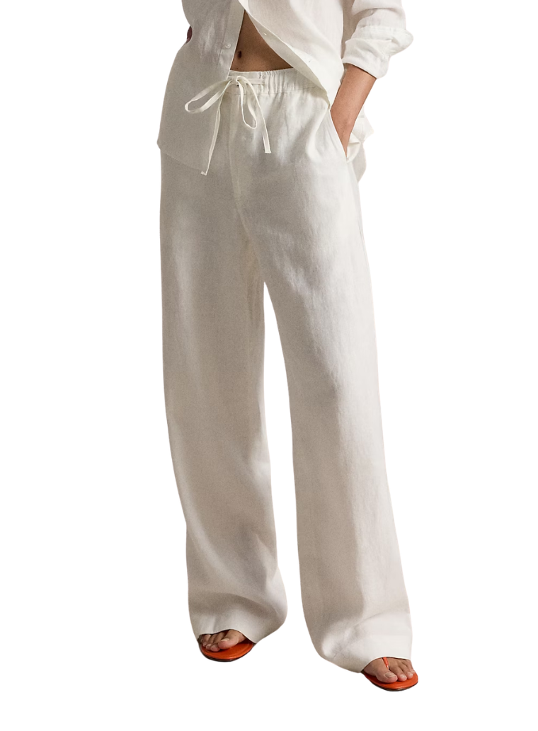 RALPH LAUREN LINEN WOVEN WIDE LEG PANT