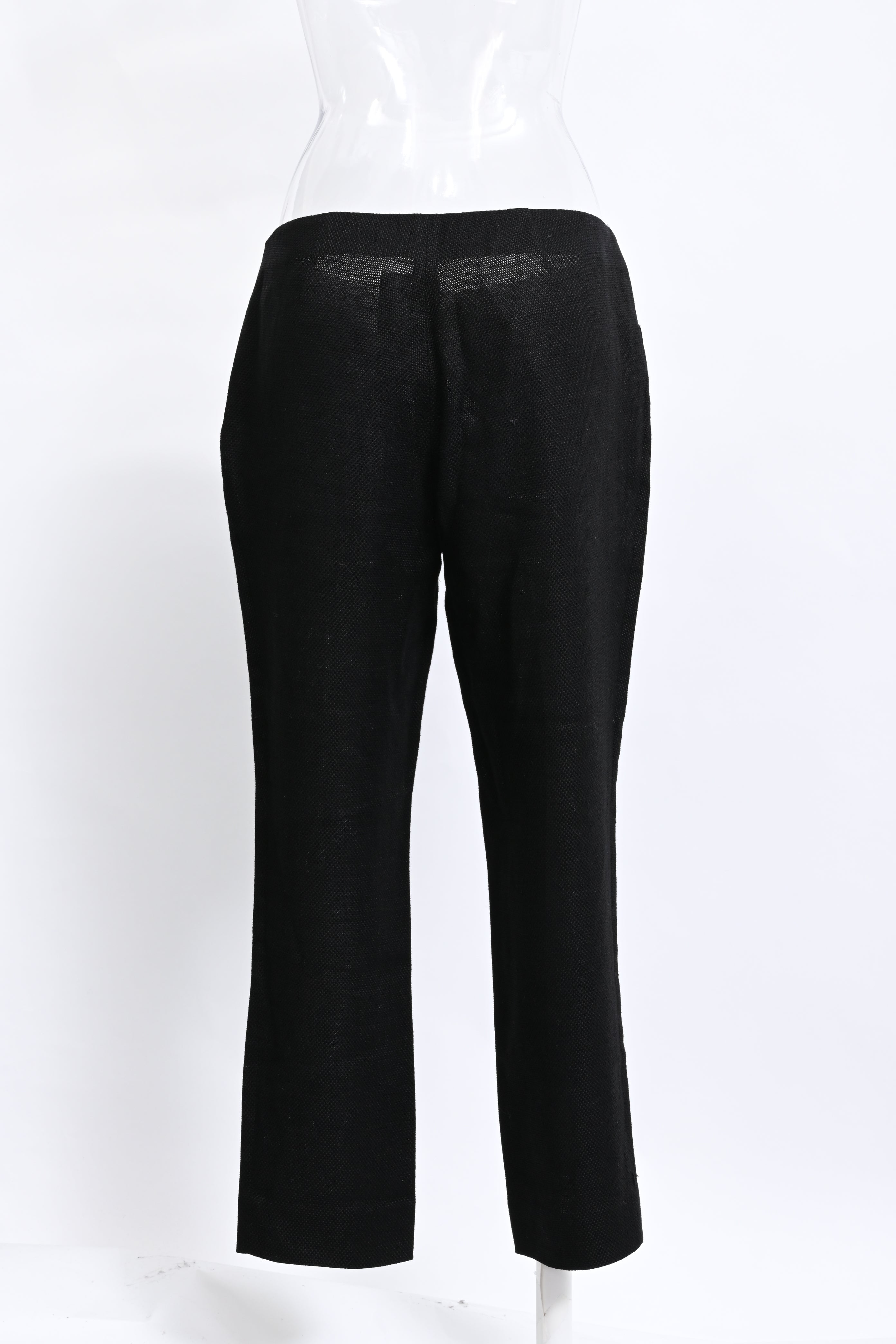 Women's Ralph Lauren Collection Straight-Leg Trousers in Black Linen