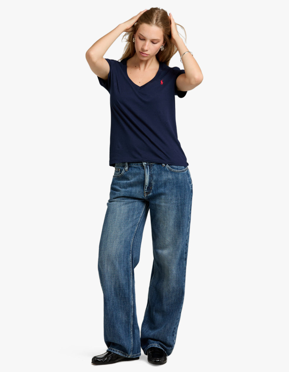 V Neck Short Sleeve T-Shirt - Cruise Navy