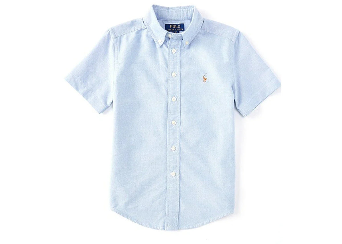 Polo Ralph Lauren Boys Short Sleeve Oxford Sport Solid Shirt Blue