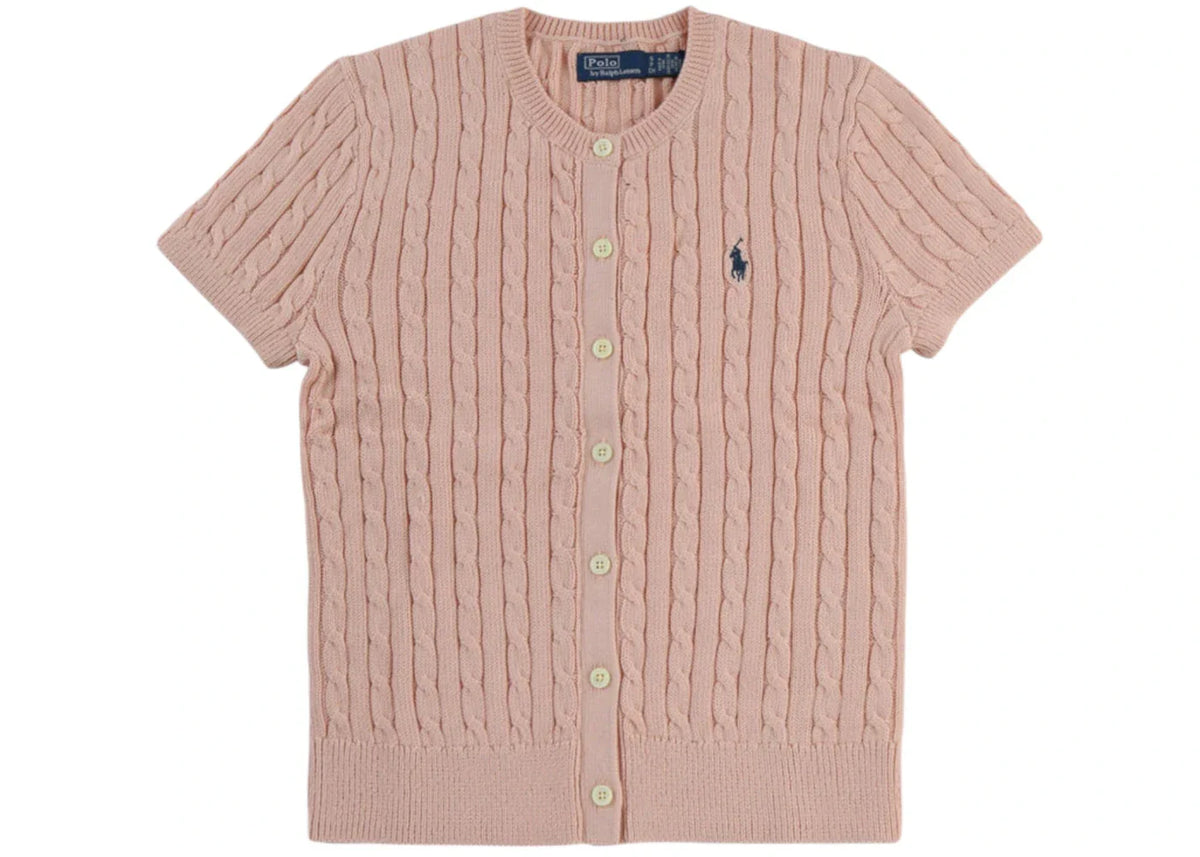 Polo Ralph Lauren Short Sleeve Crewneck Cardigan Pale Pink