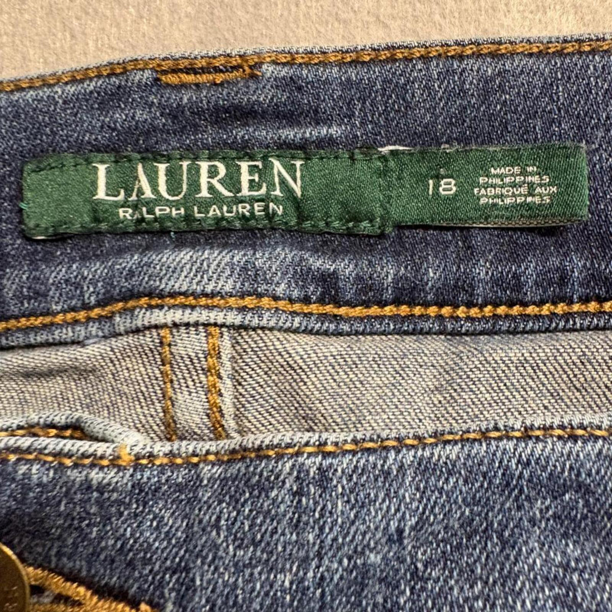 Lauren Ralph Lauren Modern Straight Jeans Womens Size 18 Blue Stretch Denim