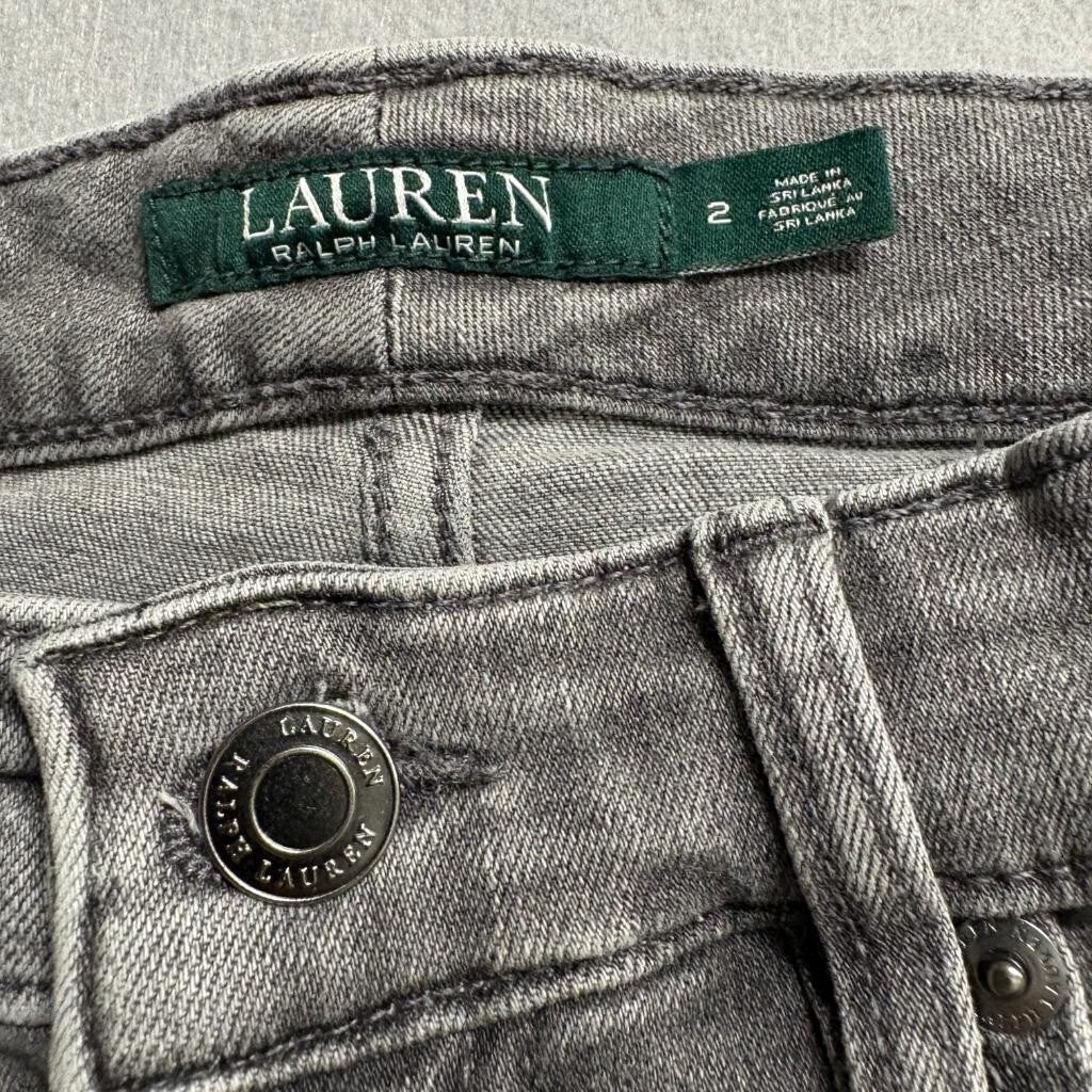 Lauren Ralph Lauren Gray Stretch Jeans Womens Size 2 Straight Leg Denim Pants