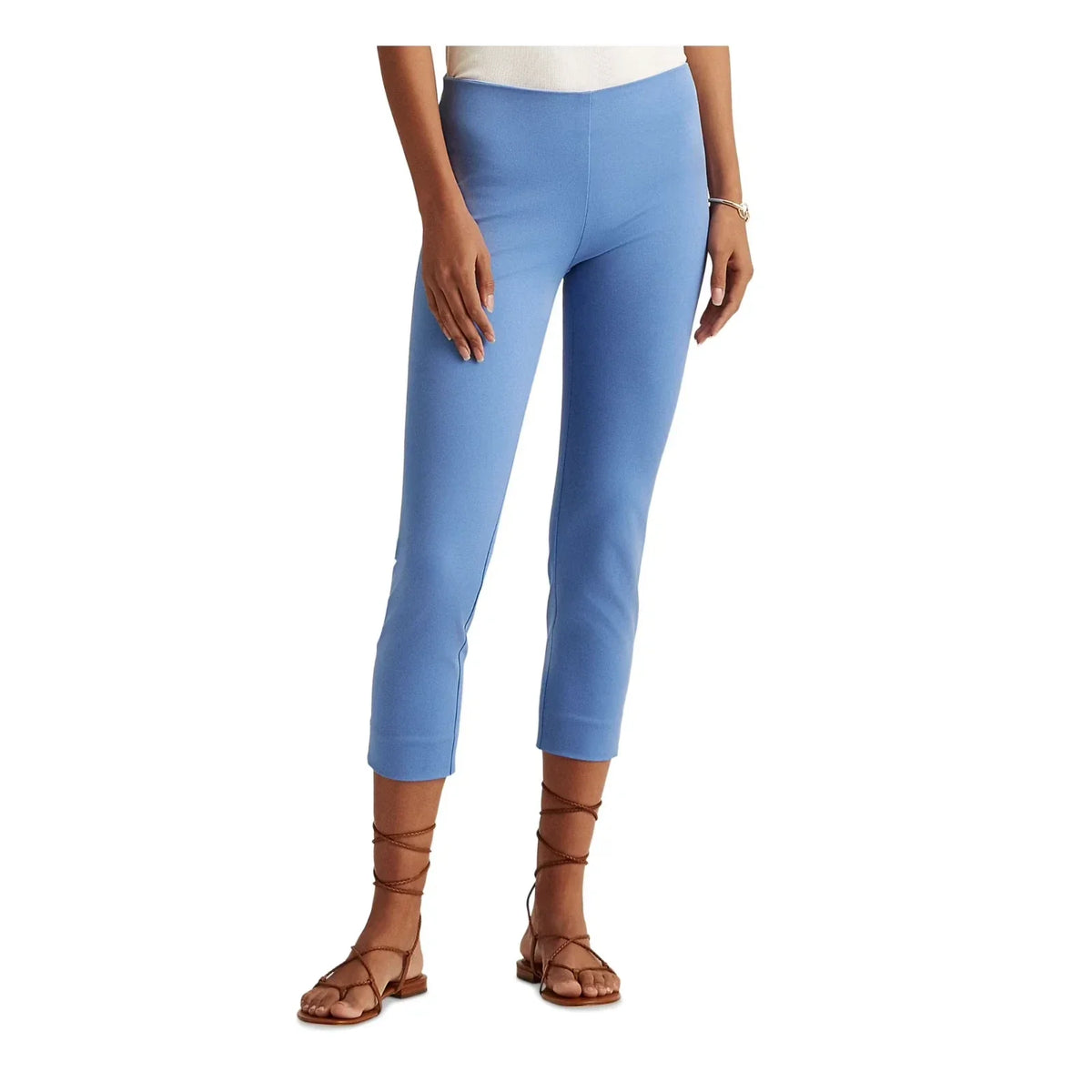 LAUREN RALPH LAUREN Womens Blue Zippered Darted Cropped Skinny Pants Size 6 $89