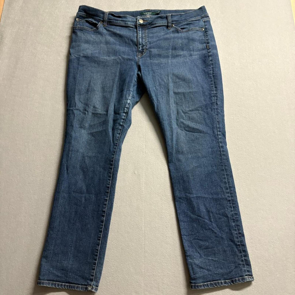 Lauren Ralph Lauren Modern Straight Jeans Womens Size 18 Blue Stretch Denim