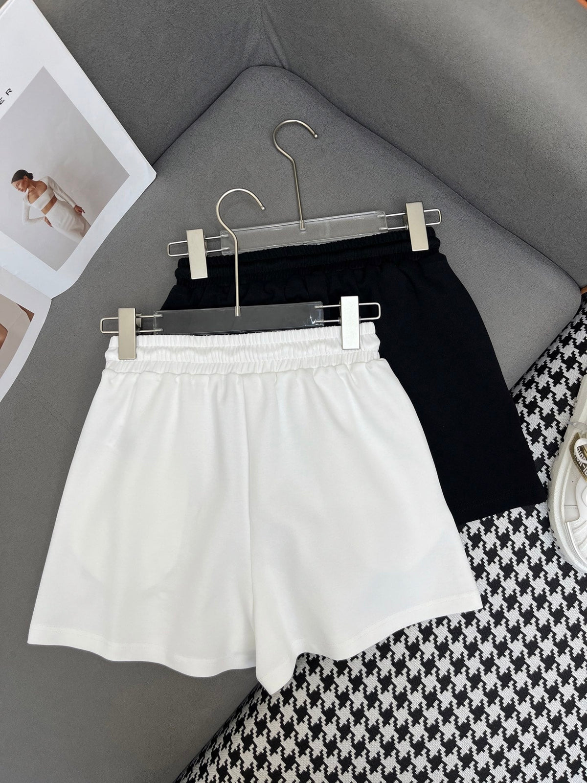 COTTON SHORTS WITH SIGNATURE EMBROIDERY