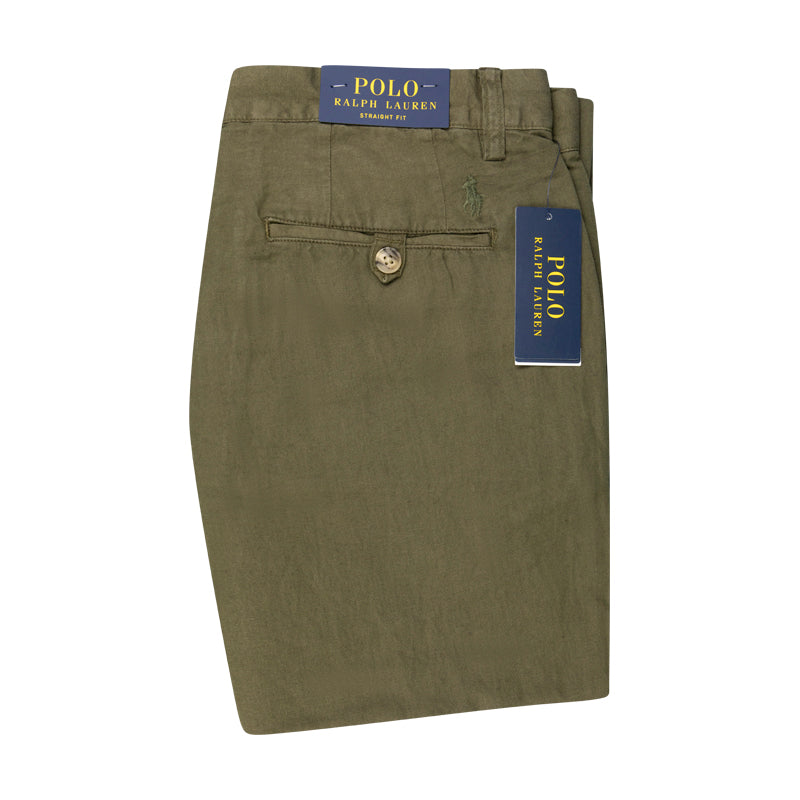 Ralph Lauren Polo Straight Fit Linen Cotton Trousers Green Men's