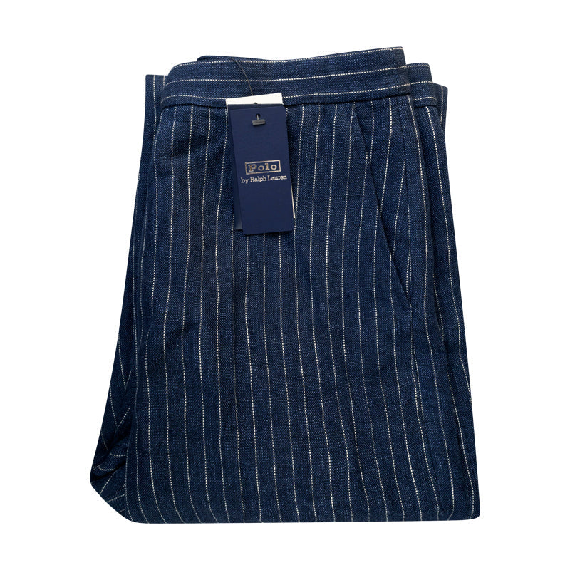 Ralph Lauren Polo Pinstripe Straight Leg Trousers Navy Women's